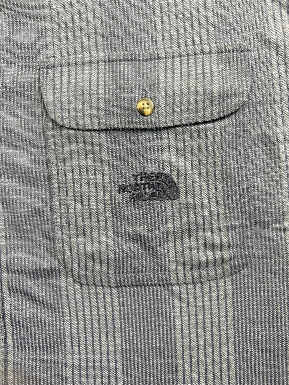The North Face Men's Light BlueGrey Vertical Stripe Button-Down Shirt